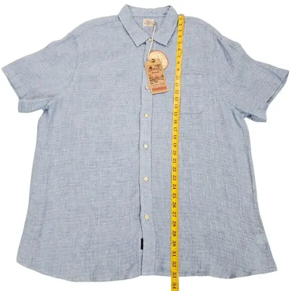 NWT Faherty Shirt Mens XXL Blue Linen Palma Short Sleeve Coastal Casual Nautical - Picture 9 of 11